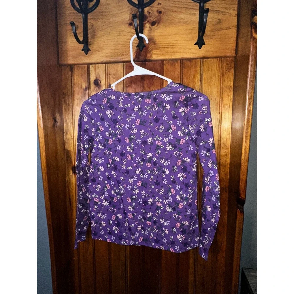 Girls The Children's Place Purple Floral‎ Print Long Sleeve Top Shirts Lot